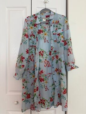 Gerard Darel Floral Button-Front Blouse Blue Size 42